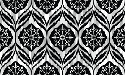 Ethnic ikat floral Ethnic Indian Pattern Ikat pattern Ethnic Pattern.Border Indian floral Aztec embroidery border seamless patterns.	