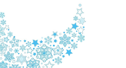 Delicate Blue Snowflake and Star Swirl Corner Design for Winter Holidays