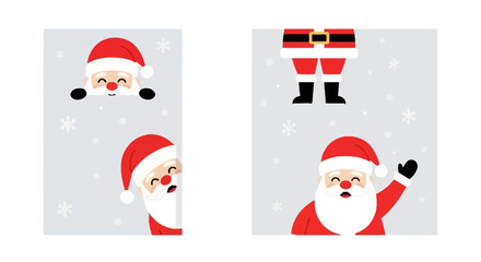 Festive Christmas Santa Claus Peeking Icons for Holiday Cheer