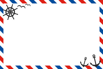 マリンテイストのシンプルなフレームイラスト