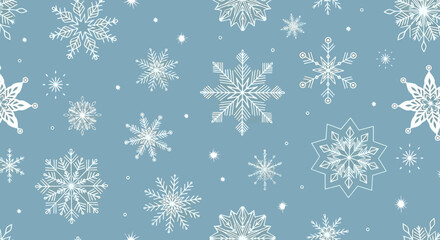 Festive Winter Delight Seamless Snowflake Pattern on a Light Blue Background