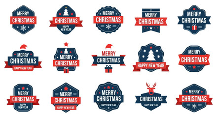 Festive Christmas Badge Collection Holiday Season Vector Emblems © Ahmad
