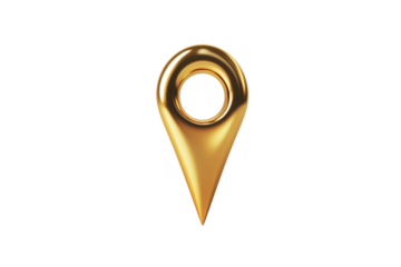 Golden Location Marker isolated on a transparent background