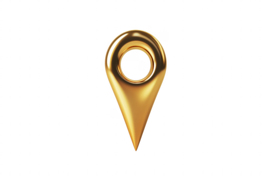Golden Location Marker isolated on a transparent background