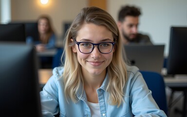 Portrait of senior attending computer and technology education class. High quality