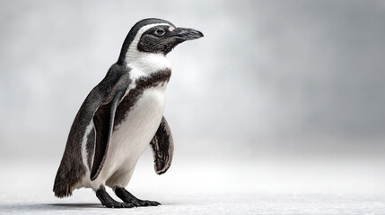 Fototapeta premium A single penguin standing against a plain background in studio shot