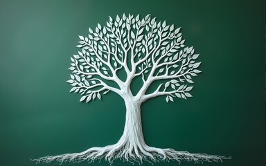 Tree of knowledge and education concept on green chalkboard with doodle. High quality