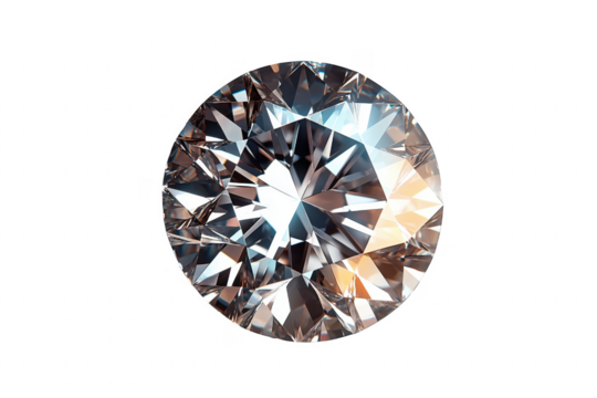 Brilliant faceted gemstone sparkling isolated on a transparent background