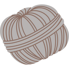 A Skein Of Grey Yarn With Brown String Wrapped Around It On A Transparent Background