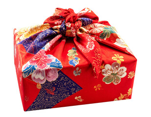 Elegant Furoshiki Gift Wrap with Intricate Patterns – Japanese Art Style PNG