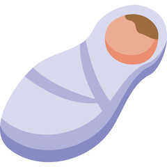 Illustration Of A Newborn Baby Wrapped In A Light Blue Swaddle Against A Transparent Background