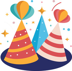 Vector illustration of party hats on white