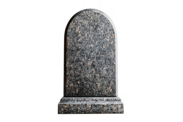 Granite tombstone memorial monument isolated on a transparent background