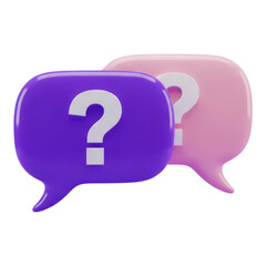 Two speech bubbles with question marks isolated on transparent background