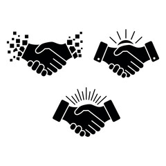 Handshake Icon Set — Business Partnership and Collaboration Symbols