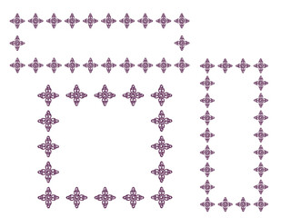 Decorative purple floral border elements arranged in corner and rectangular shapes, isolated on transparent background
