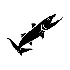 Naklejka premium Barracuda predator marine animal teeth ocean fish danger silhouette vector illustration