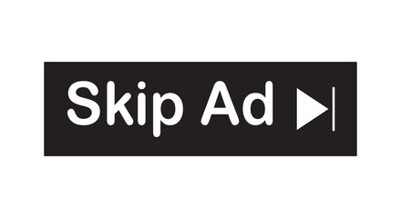 Skip ad button. Black button skip ad for website. Vector icon.  
