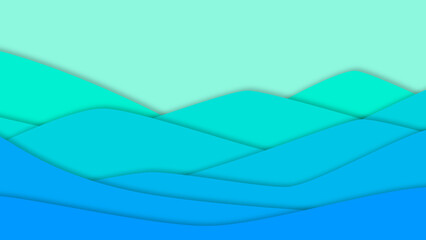 Paper Cut Ocean Waves or Mountain Landscape Background