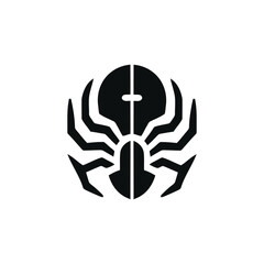 Stylized Spider Emblem in Black and White Graphic