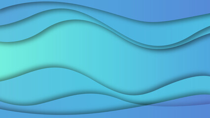 Abstract Blue Paper Cut Wave Background