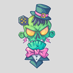 Zombie boy, Cartoon vector character. Trendy style. Vector illustration.