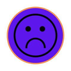 Sad face emoji purple and orange glow