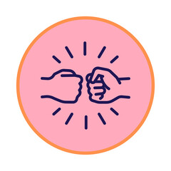 Two fists bumping in a circle