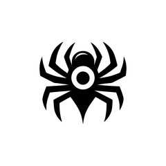 Stylized Halloween Spider Icon in Black Vector Art