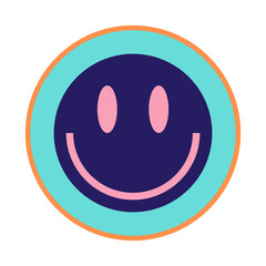 Retro smiley face with neon outline