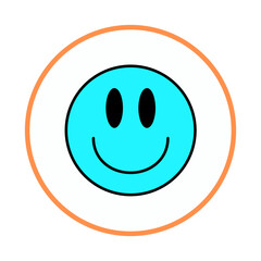 Fototapeta premium Bright blue smiley face with orange ring