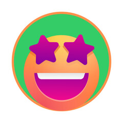 Happy face emoji with star eyes and bright colors