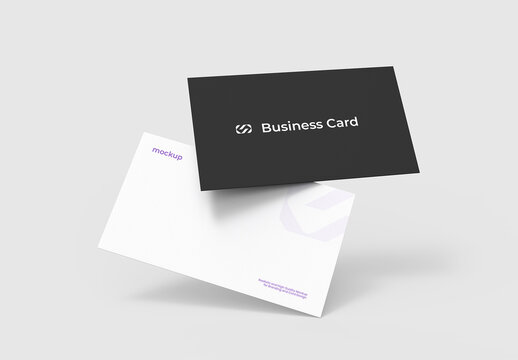 Floating Business Card PSD Mockup