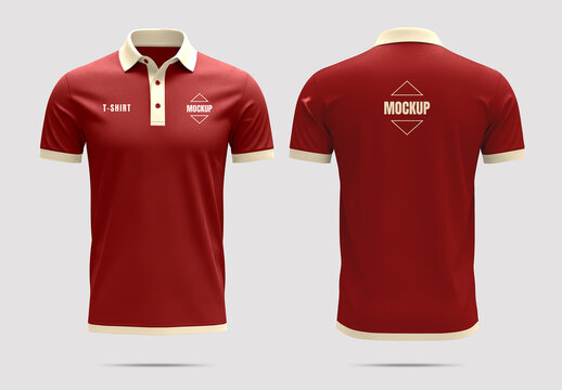Polo T-Shirt Mockup Front And Back View
