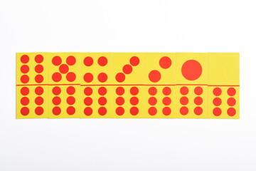 Set of classic domino card on white background, top view