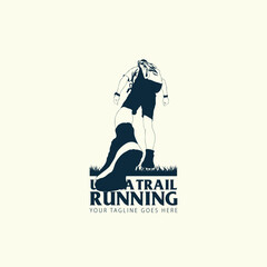 Ultra Trail running logo vector illustration on white background