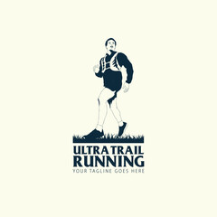 Ultra Trail running logo vector illustration on white background