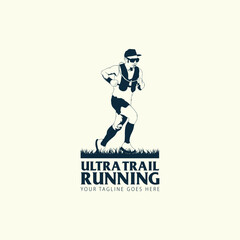 Ultra Trail running logo vector illustration on white background