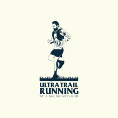 Ultra Trail running logo vector illustration on white background