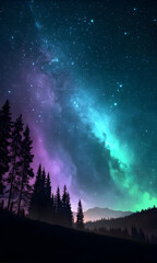 Glowing Nebula Swirl with Bioluminescent Dust on Black Background