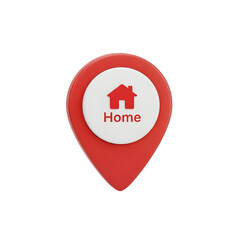 3d Home Location Icon in Red and White