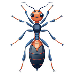 Cartoon Ant Front View &ndash; Detailed Brown Insect with Segmented Body