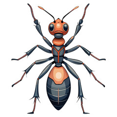 Stylized Ant Character – Blue and Red Insect with Jointed Limbs