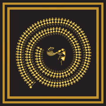 Tarpa Dance Warli painting gold & black colour