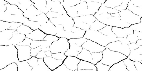 Cracked dry soil texture in high contrast black and white. Abstract pattern symbolizing drought, arid land, and environmental damage. Perfect for design, background, and texture projects.