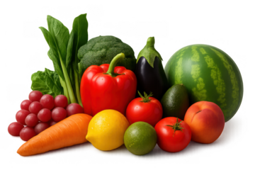 Fresh fruits and vegetables offering healthy eating choices and plant-based nutrition, transparent background