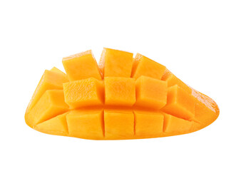Mango , half of mango slice cut in cube on transparent png
