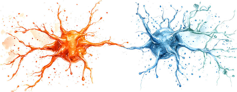 Anatomical illustration of human neurons and synapses, accurate depiction of neural network connections isolated on white background for educational or medical use