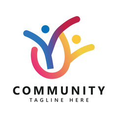 People logo design community human logo design template element vector