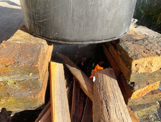 Outdoor Cooking with Wood Fire Stove